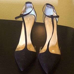 Thalia Sodi Black T-Strap Pointed Toe Heels size 10.5